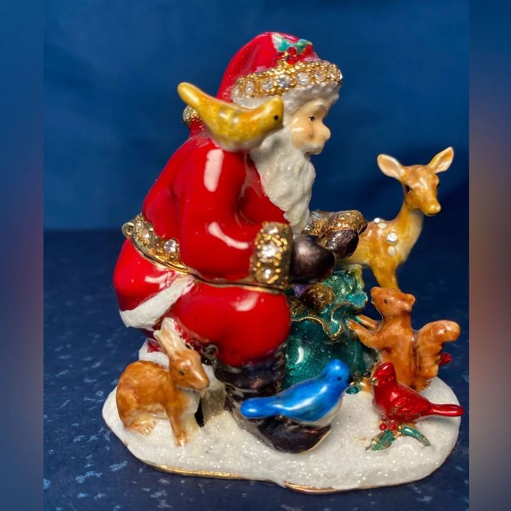 Kubla Crafts Bejeweled Christmas Santa Claus with Animals Box